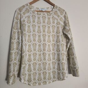 Patterned Ivory And Gold Patterned Top